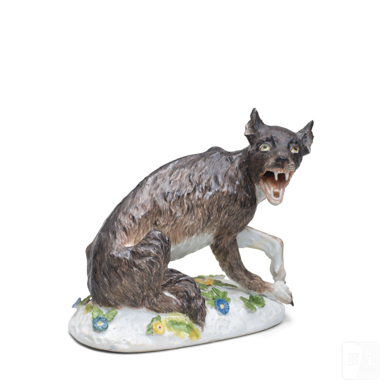 A Meissen model of a wolf, circa 1745